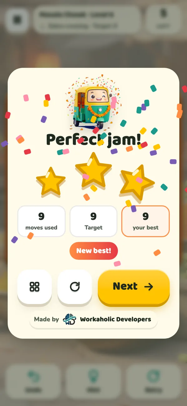 Perfect jam: three stars and confetti